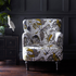 Gold | The gold Audubon Dalston Chair is a sumptuous armchair designed by Emma J Shipley for Clarke & Clarke. It's upholstered with the Audubon cotton satin fabric from the Animalia range
