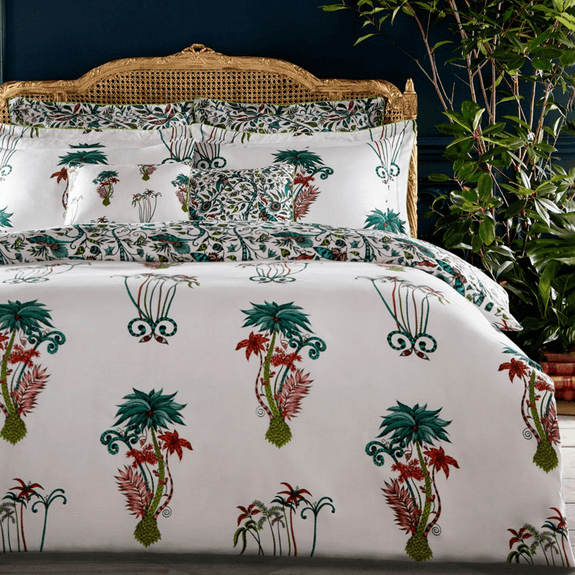 Jungle/white | The beautiful Jungle Palms bedding in all its glory, designed by Emma J Shipley for Clarke & Clarke