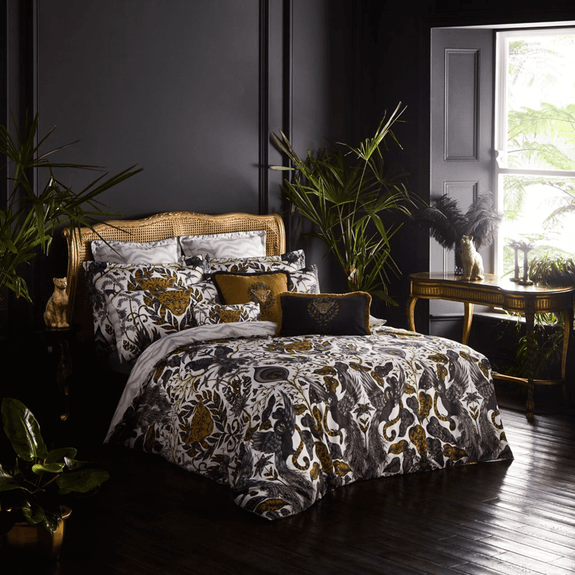Gold/Grey | The glorious gold Amazon bedding set designed by Emma J Shipley for Clarke & Clarke