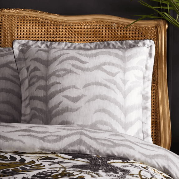 Gold/Grey | Amazon square pillowcase for adding an extra luxurious touch to your bedding, designed for Clarke & Clarke by Emma J Shipley