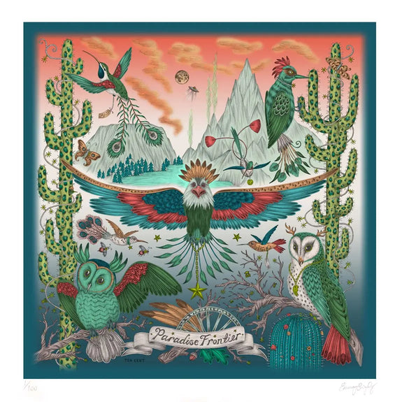 Teal | 24 x 24 inches | Fine Art Print featuring Emma J Shipley's hand-drawn Frontier design. Inspired by Yosemite national park in California and the incredible wildlife of the American West.