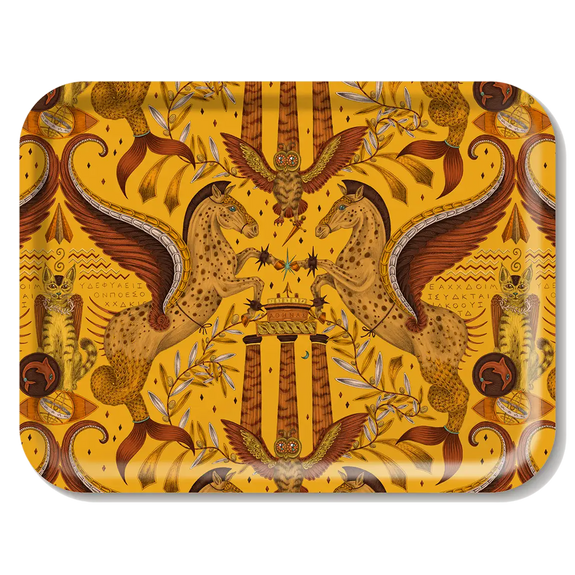 Gold | Large | Rectangle Tray with Grecian Pegasus design in Gold designed by Emma J Shipley in England