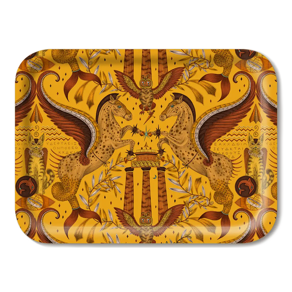 Gold | Small | Rectangle Tray with Grecian Pegasus design in Gold designed by Emma J Shipley in England