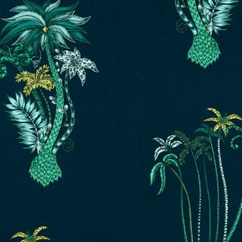 Jungle Palms Cotton Satin Fabric