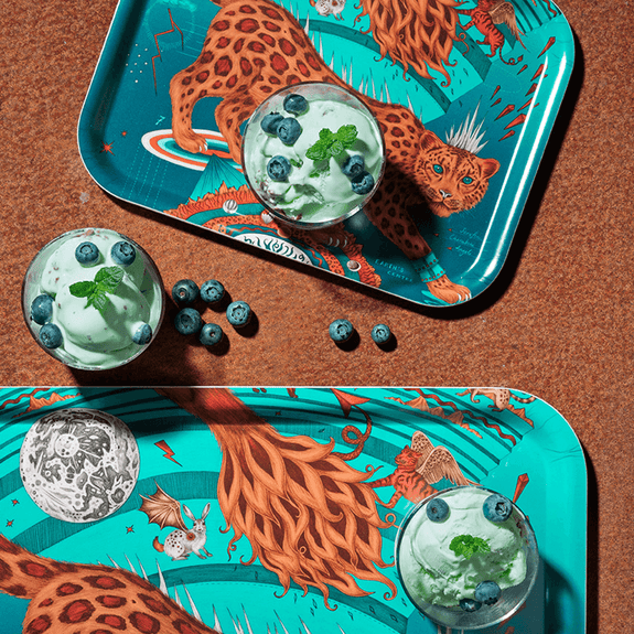 Teal | Small | The Teal Snow Leopard Tableware collection featuring the Small Teal Rectangle Tray