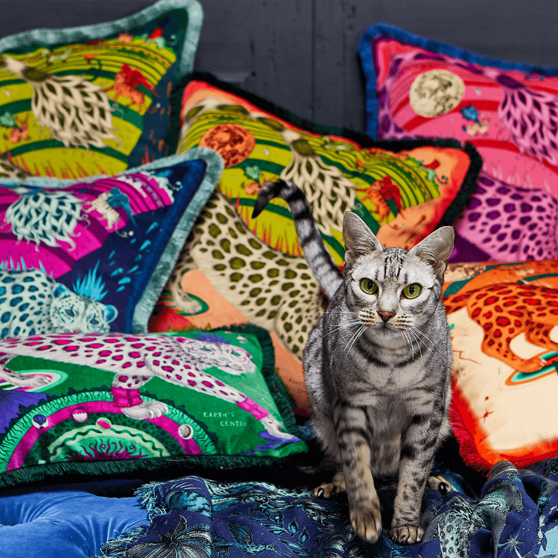 Snow Leopard Luxury Velvet Bolster Cushion