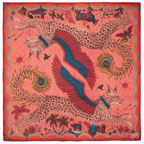 Lynx Silk Chiffon Scarf - Red Leopard Autumn Orange swatch icon