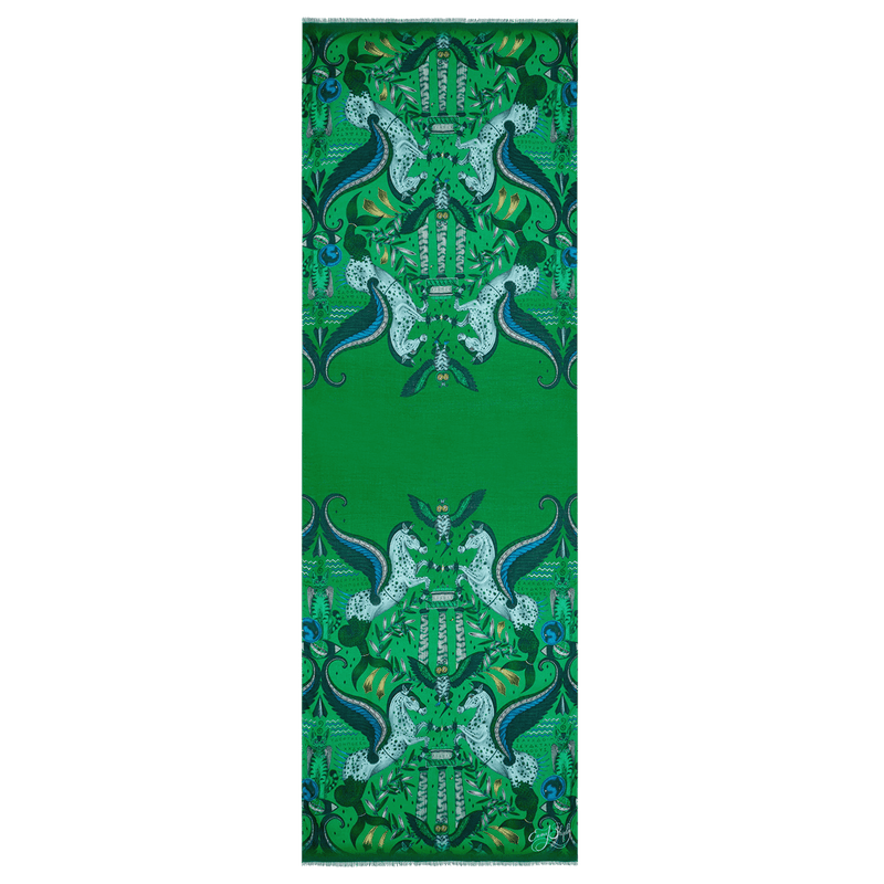  Odyssey Modal Cashmere scarf in Emerald designed in London by Emma J Shipley