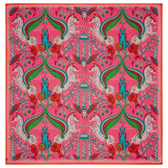 Spring - Pink | Odyssey Silk Chiffon Scarf in Pink designed in London by Emma J Shipley