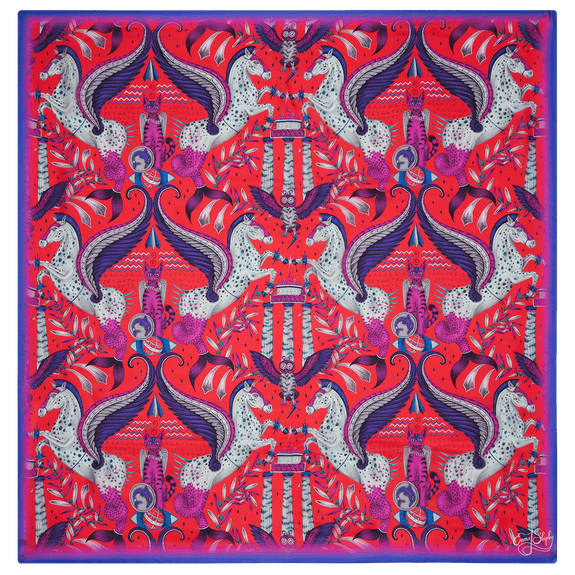 Winter - Scarlet | Odyssey Silk Chiffon Scarf in Scarlet designed in London by Emma J Shipley