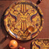 Gold | Large | Round tray in Gold with Grecian Pegasus design and autumn tomatoes, designed by Emma J Shipley in England