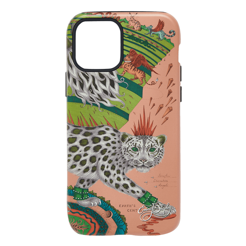  Snow Leopard phone case, featuring a striking leopard under a surrealist moon, with angelic, winged creatures accompanying the snow leopard on its journey. Inspired by Dante’s Inferno and Ingmar Bergman’s film “The Seventh Seal”, this phone case will add surrealism to your everyday, and would make the perfect gift for any animal lover. Designed in London by Emma J Shipley