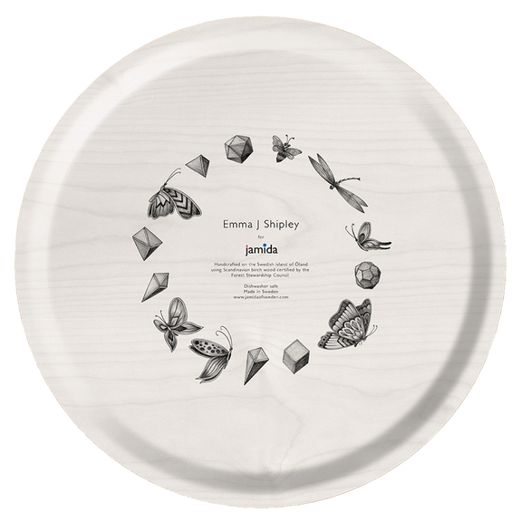 Forest | Large | The back of the Large Forest Round Tray designed by Emma J Shipley in the UK and made with Jamida