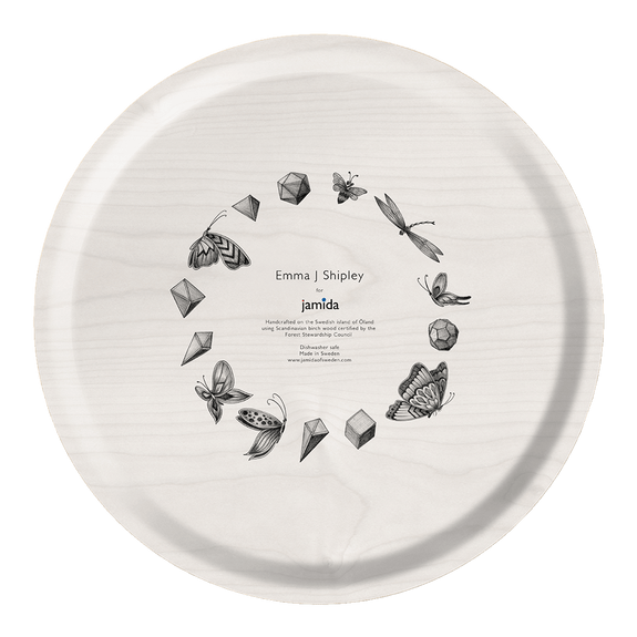 Forest | Medium | The back of the Medium Forest Round Tray designed by Emma J Shipley in the UK and made with Jamida