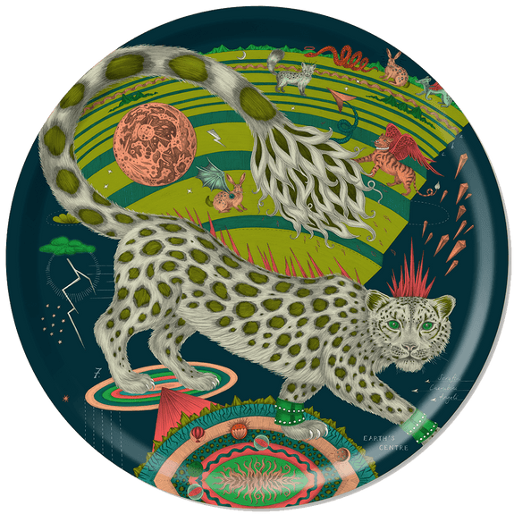 Forest | Large | The Snow Leopard large round tray in the forest colour designed by Emma J Shipley and made with Jamida in Sweden
