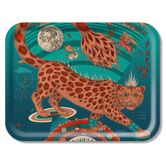 Teal | Large | The Snow Leopard large rectangle tray in the teal colour designed by Emma J Shipley and made with Jamida in Sweden