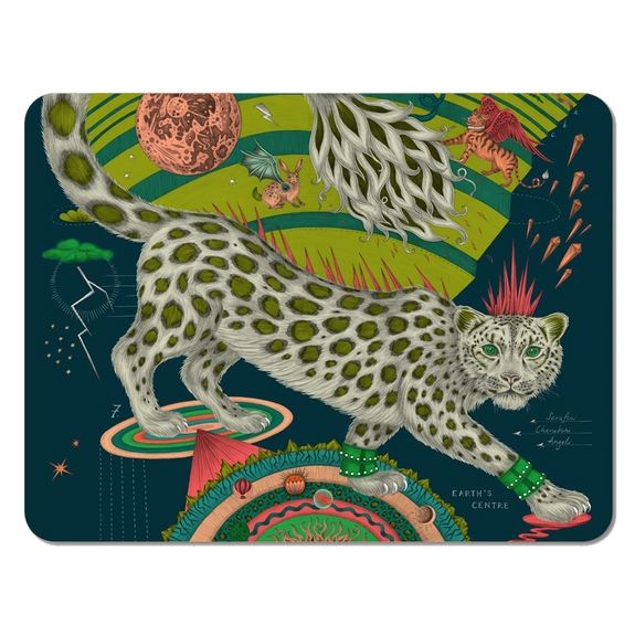 Forest | Medium | 1 | The Snow Leopard medium placemat in the Forest colour designed by Emma J Shipley and made with Jamida in Sweden