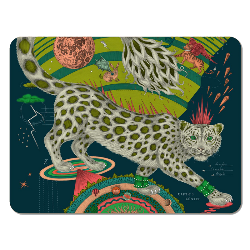  The Snow Leopard medium placemat in the Forest colour designed by Emma J Shipley and made with Jamida in Sweden