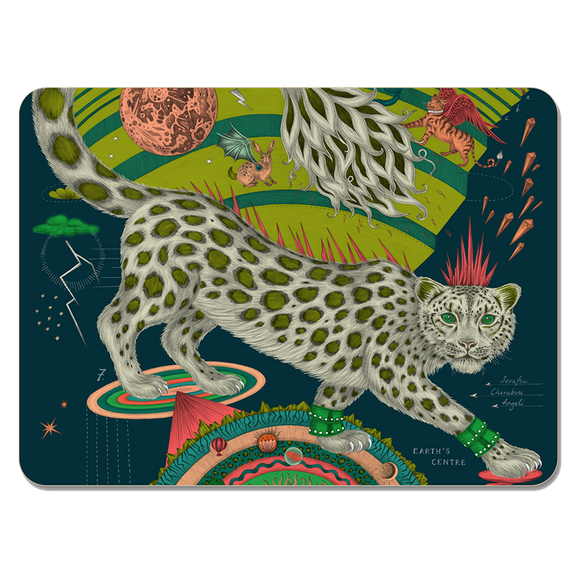 Forest | Large | 1 | The Snow Leopard large placemat in the Forest colour designed by Emma J Shipley and made with Jamida in Sweden