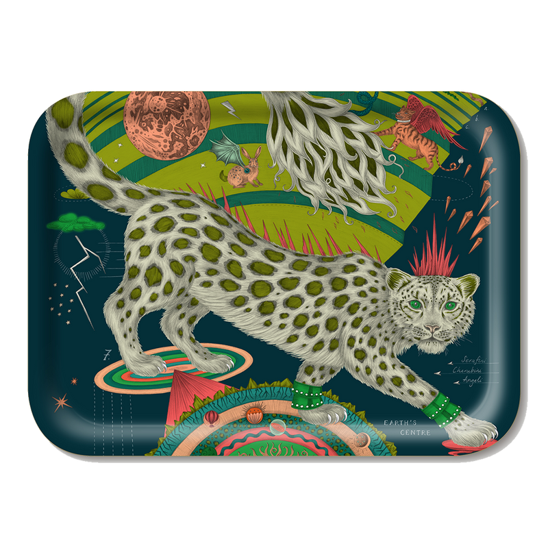  The Snow Leopard small rectangle tray in the Forest colour designed by Emma J Shipley and made with Jamida in Sweden