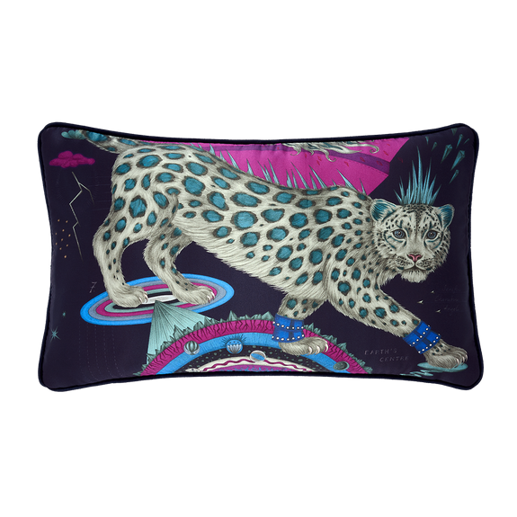 Ice | The Snow Leopard Ice Silk Bolster Cushion is the perfect addition to your home interior by Emma J Shipley 