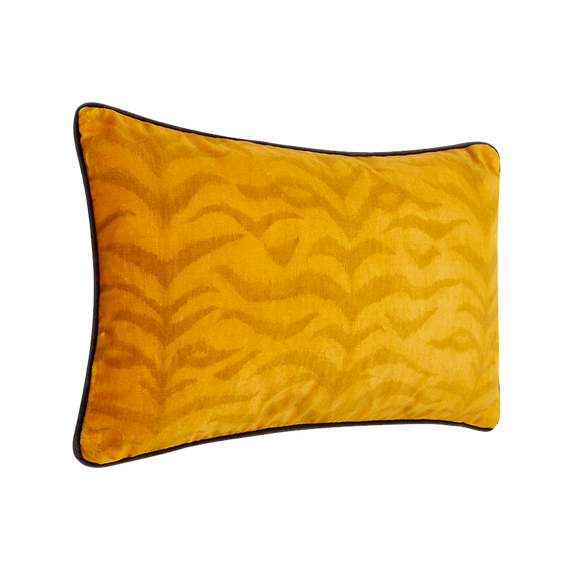 Gold | The side of the Gold Tigerstripe cushion designed by Emma J Shipley to add depth and texture to your home in your throw pillows