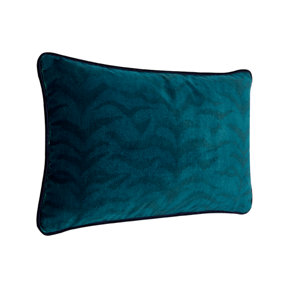 Navy | The side of the Navy Tigerstripe cushion designed by Emma J Shipley to add depth and texture to your home in your throw pillows