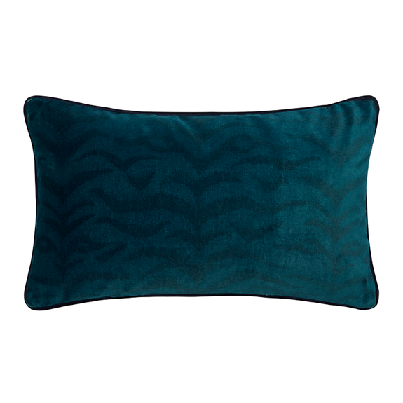 Navy | The Navy Tigerstripe Bolster cushion is designed by Emma J Shipley and features a pattern of tiger stripes to add extra texture to your home interior