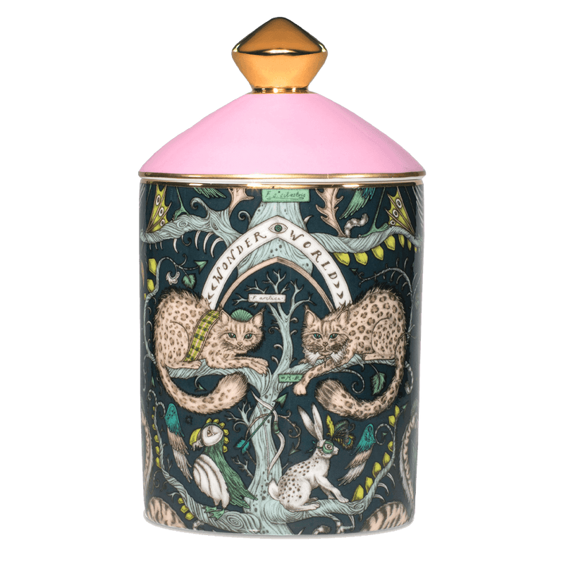 The Wonder World Candle features animals from the Scottish Highlands on the bone china vessel - designed by Emma J Shipley with scents created by Bahoma, this diffuser features notes of Bluebell & Musk