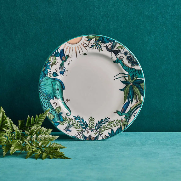 Fine China Dinner Plate in Zambezi elephant design, design by Emma J Shipley in London, England made in Stock on Trent
