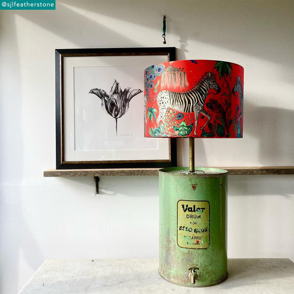 Emma J Shipleys vibrant Lost World Silk Lampshade comes in this enchanting red colour that is the perfect tone for your home interior