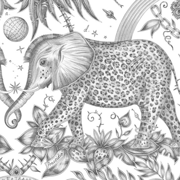 The Elephant on the Zambezi print ready to be coloured in by any colour you desire, this luxury print designed by Emma J shipley is the perfect colouring treasure